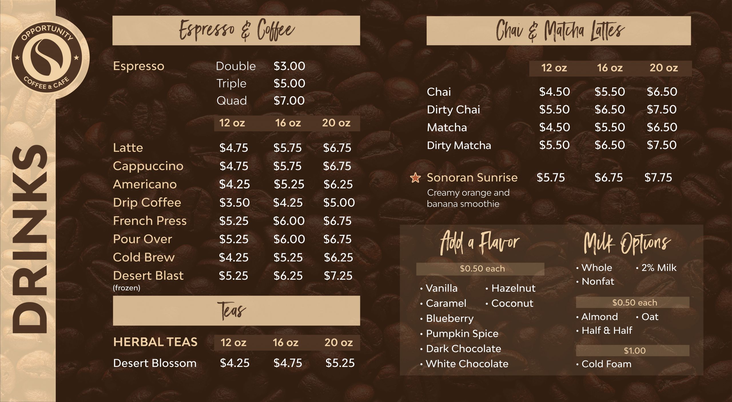 OCC - DRINKS Menu 1