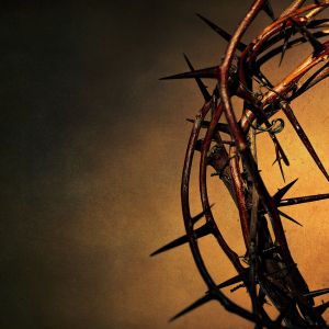 Crown of thorns on a ancient dark background.