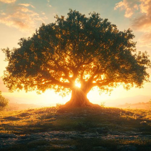 Tree of Life, symbolising Eternal life, connection to God. Christian symbols and icons. Digital illustration